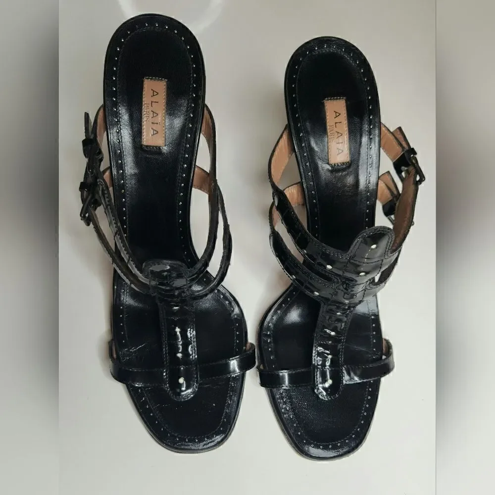 Alaïa Paris slip on heels black leather size 39